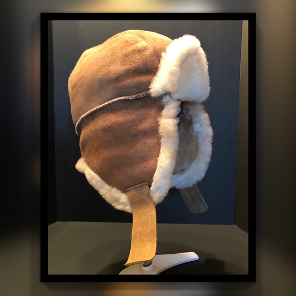 Accessories - Genuine Leather Sheepskin Shearling Trapper Hat size Medium